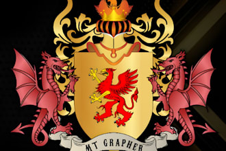 make a luxury regal heraldic family crest coat of arms logo for your brand