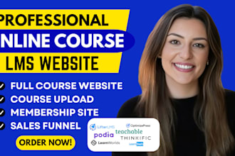 create online course website teachable website lms website and thinkific website