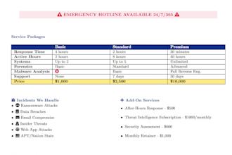 provide emergency cyber incident response