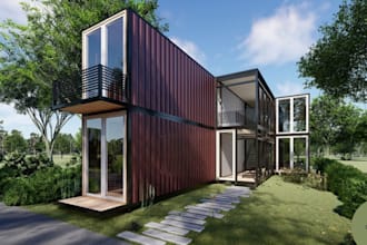design 3d shipping container home, shop, restaurant or small commercial building