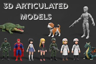 sculpt 3d articulated model, 3d flexi toy, bjd model, toy design for 3d printing
