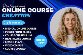 do medical ebook online course creation, healthcare training manual, lesson plan