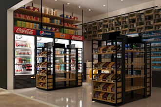 design 3d supermarket retail store grocery store shop 3d commercial building