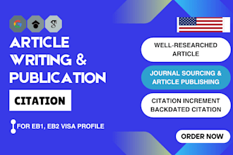 provide article writing and publication in non predatory journal, eb1 eb2 visa