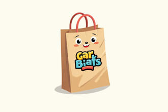 make shoping bag  mascot logo for you with my on creativity