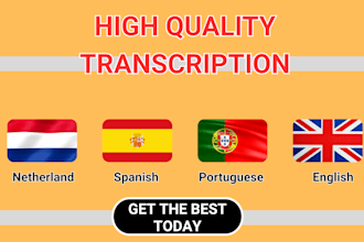 transcribe video and audio in english dutch spanish and portuguese to text