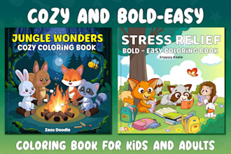 design bold and easy coloring book or coloring pages for KDP