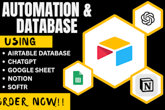 setup googlesheet airtable, notion, softr website and automate database sql gpt