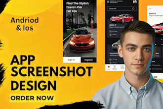 design modern app screenshots feature graphic for your app