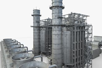 industrial plant 3d model gas turbine, 3d ship container, oil refinery 3d design
