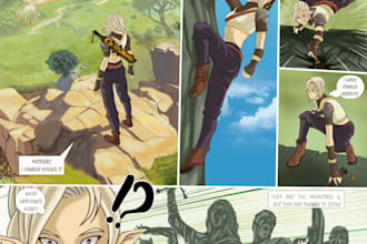 do comic book illustration, graphic novel art, web comic art, comic storyboard