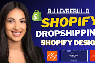 build shopify website, shopify dropshipping store, shopify store design