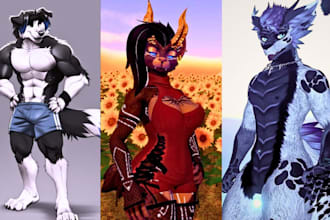 custom 3d furry avatar for vtuber sfw nsfw vrm oculus VR console vrchat model