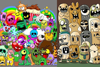 create doodle vector art illustration hand drawn cartoon doodle graffiti pop art