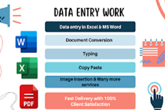 do data entry from PDF, images, or scanned documents