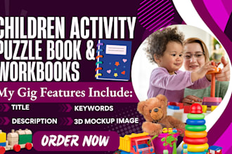 design kids activity books, coloring book, workbook, puzzle book for amazon kdp