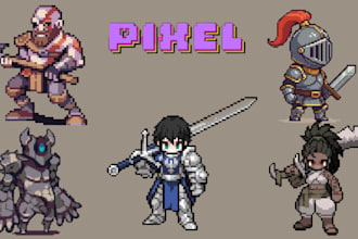 do 2d pixel game character object icons props assets items 2d pixel tilesets