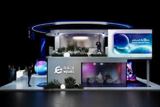 make a 3d exhibition stand render show booth design