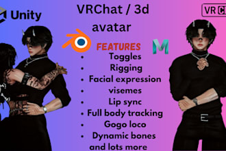 create vrchat avatar, 3d avatar, furry avatar and vr reality character