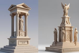 create custom 3d monument design, 3d model,3d laser engraving for 3d printing