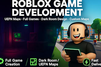 roblox full game creation, game map, dark room uefn map, roblox development