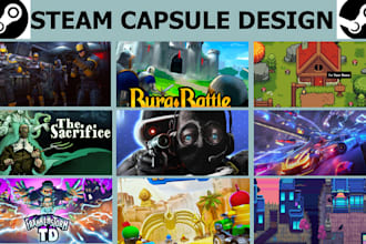do steam capsule art games banner game UI game poster logo steam game concept ar
