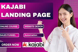 build kajabi website, design kajabi sales funnel landing page, online course