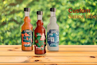 do quality jar label for sauce, spice or any product and 3d mock up