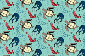 create unique hand drawing repeated seamless pattern
