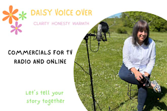 record a british female voice over for TV radio and online commercials