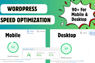 do wordpress speed optimization and increase website speed score to 90 plus