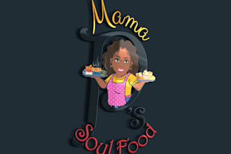 made a cartoon food logo restaurant or bbq,fastfood business