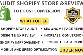 audit your shopify store and send a detailed report with 10 keys improvement