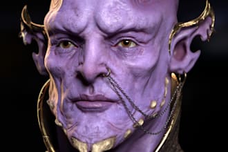 create 3d humanoid character, 3d realistic character, 3d scary model for film