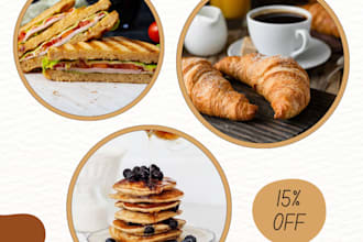 create event flyers, food flyers, posters and brochures