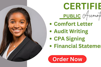 prepare CPA reviewed financial statement, sign CPA letter