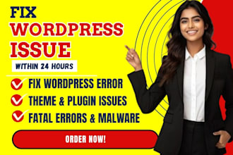 fix wordpress issues,errors,bugs troubleshooting and wordpress website design