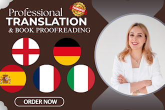 do book translation english to spanish, german, italian, french book translator