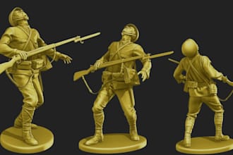 3d articulated model, action figure, 3d statue, 3d sculpting for 3d printing