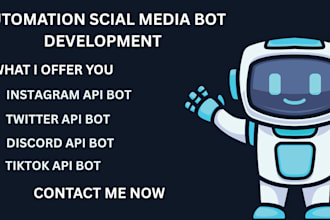build instagram api bot, twitter api bot, tiktok api bot, discord api bot