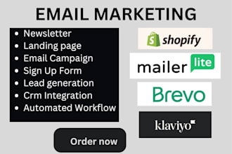 create high converting email marketing ,klaviyo, shopify, brevo, and mailerlite
