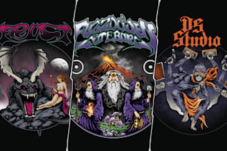 draw stoner, doom, psychedelic, heavy metal artwork