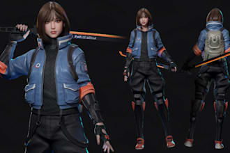 build 3d model for mmd,ue5 game character,combat animation,nsfw 3d model,ue5 rig