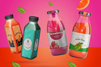 design juice label, water, and beverage bottles,can labels,juice bottles mockup