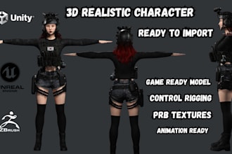 3d realistic game character, sculpt 3d head model 3d rigged character zbrush ue5