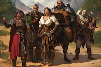 do fantasy dnd art, horror characters, dnd party, game art