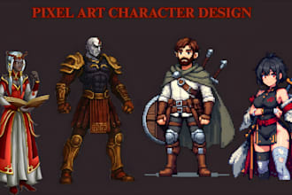 do 2d pixel art character design game ui sprite sheet animation rpg maker assets