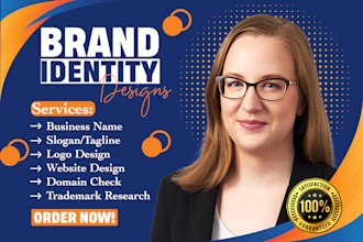 create catchy business name, logo design, slogan and web design for your brand