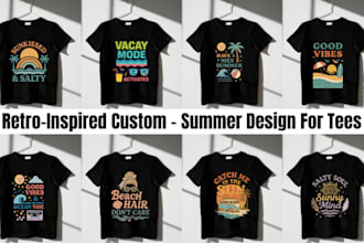 do custom retro graphics t shirt, summer t shirt, beach t shirt for etsy