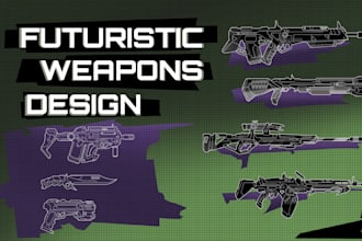 design complete sets of futuristic weapons